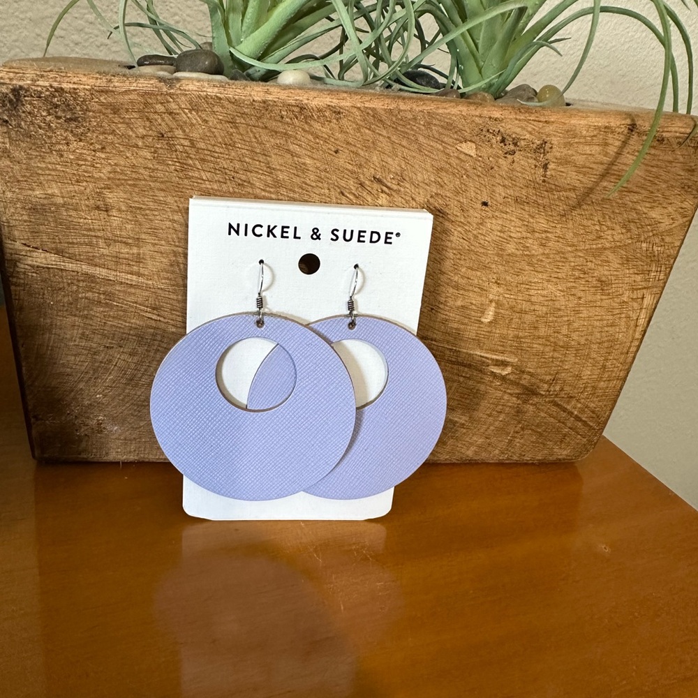 Nickel & Suede Light Purple Circle Earrings